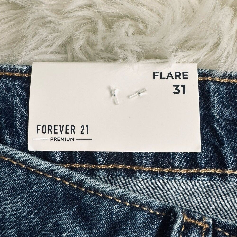 New Forever 21 Daisy Bell Flared Super High Waist Jeans 31 (31x32.5) Blue Womens - Picture 6 of 11